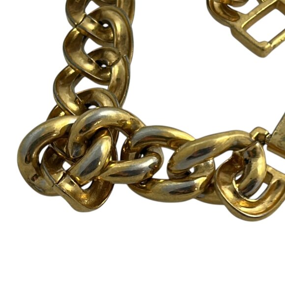 Vintage Napier Gold Tone Chunky Curb Chain Bracelet Fold Over Clasp 8" Retro - Picture 5 of 6